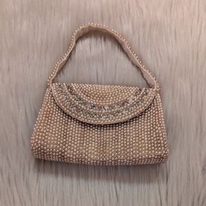 Vintage small vintage cream beaded evening bag